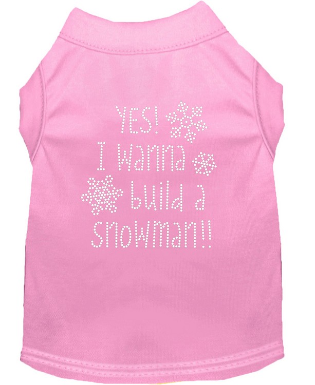 Yes! I want to build a Snowman Rhinestone Dog Shirt Light Pink Med